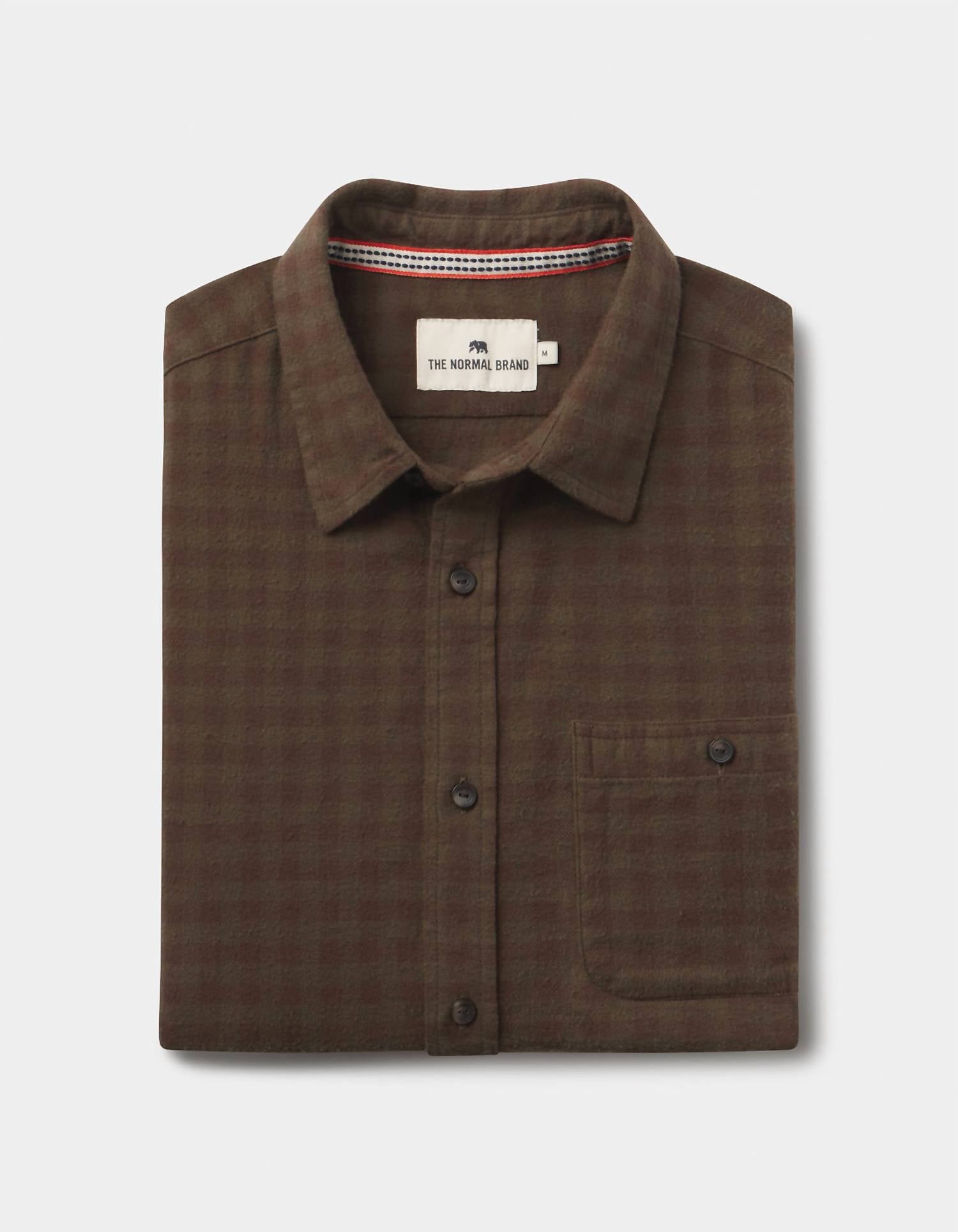 The Normal Brand Hudson Double Brushed Flannel Shirt in olive plaid - men's shirt - view 5