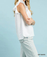Umgee - Texture Fabric V-Neck Ruffle Sleeve Top