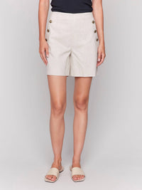 Charlie B - Button Detail Linen Stretch Short