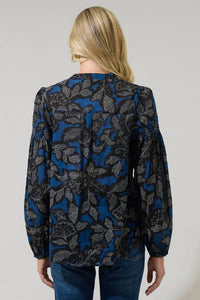 Sugarlips - Aurina Floral Jamille Split Neck Poplin Top