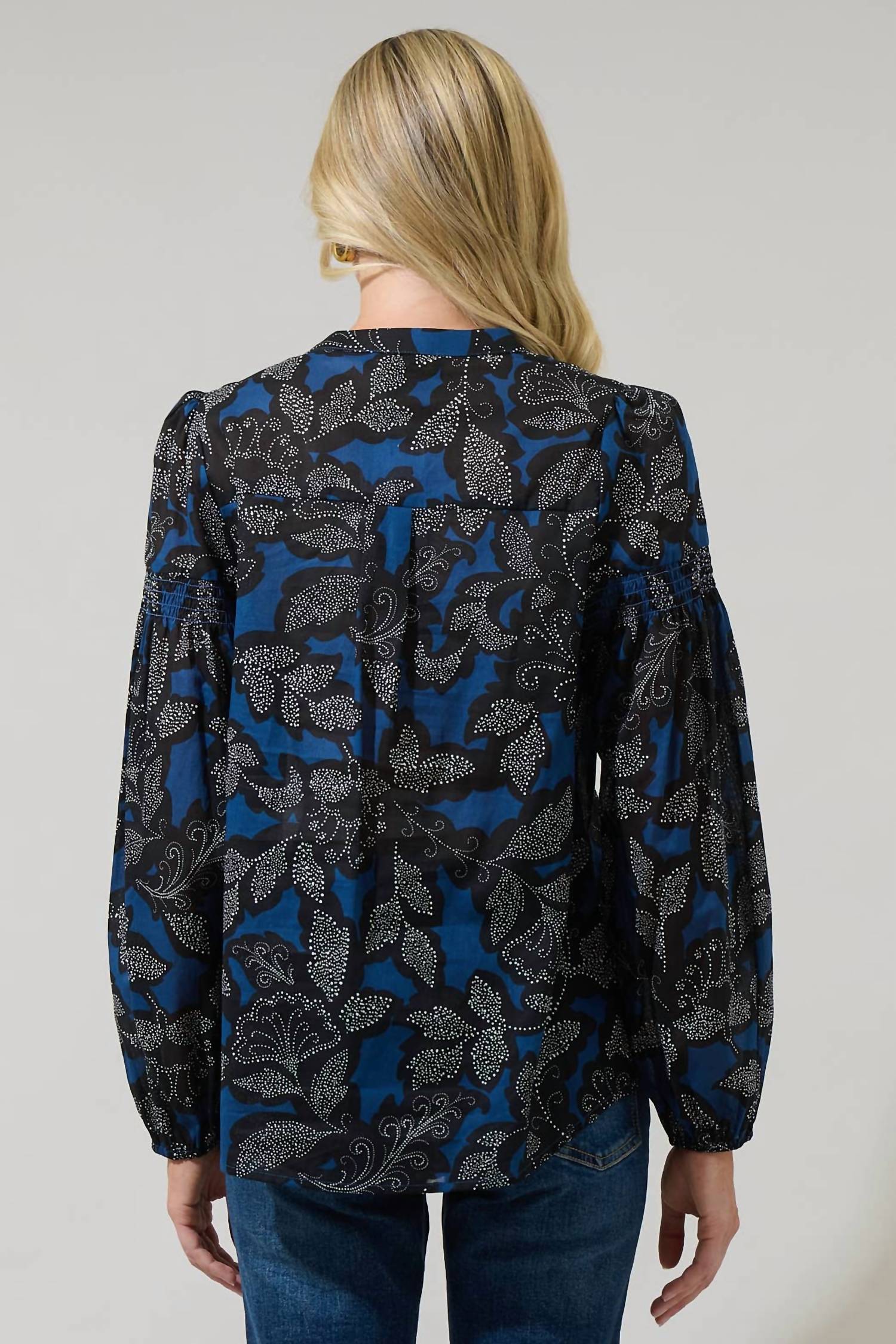 Sugarlips - Aurina Floral Jamille Split Neck Poplin Top
