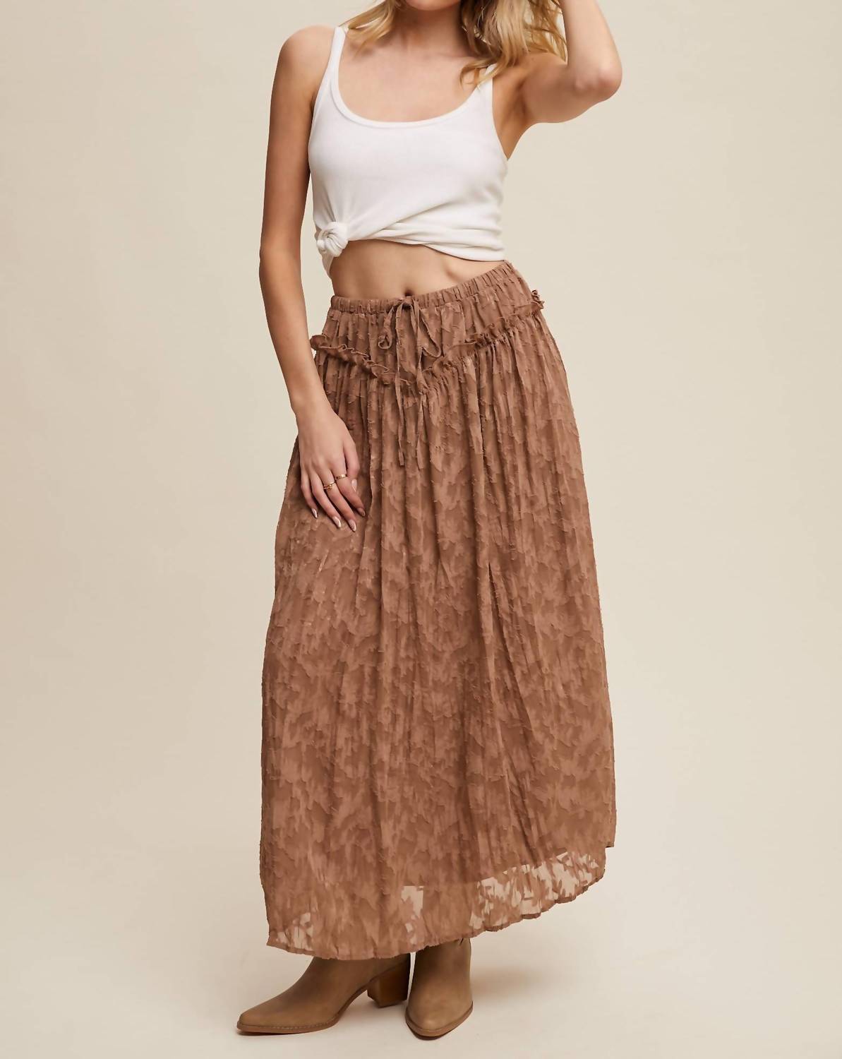 Listicle - Floral Textured Maxi Skirt