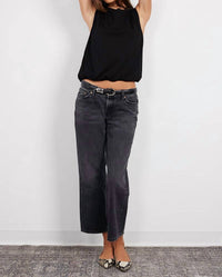 bobi Crewneck Bubble Hem Tee in black - women's t-shirt - alternate view