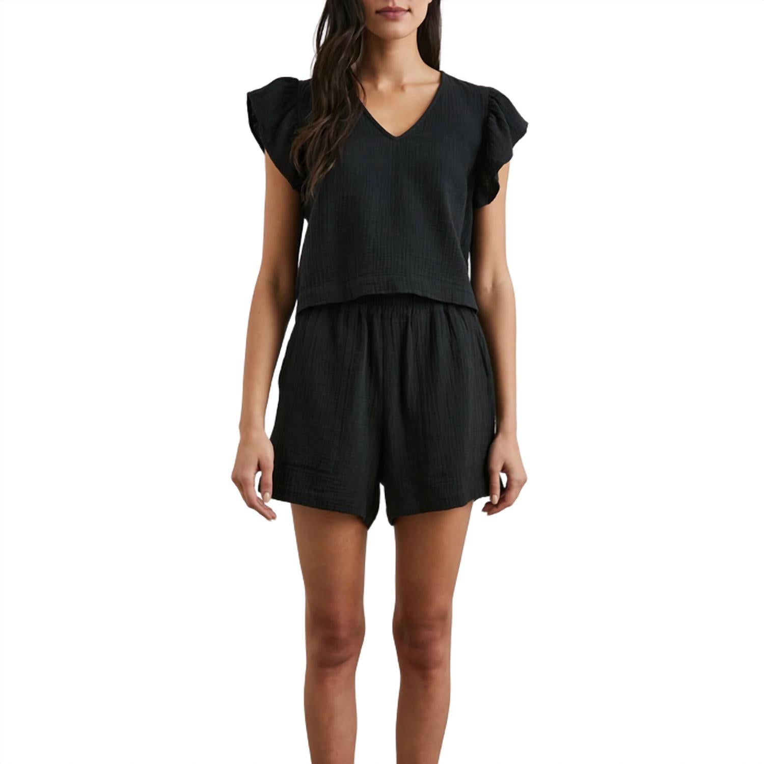 Rails Women's Miley Top in black - women's blouse - detail view