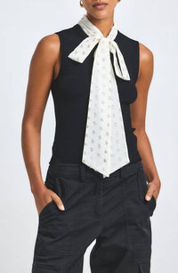 Derek Lam 10 Crosby - Calista Mixed Media Tie Neck Sweater