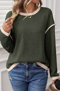 Shewin - Knit With Contrast Trim Top - Plus