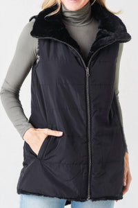 Dylan by True Grit Women's Fur Reversible Vest in black - women's jacket