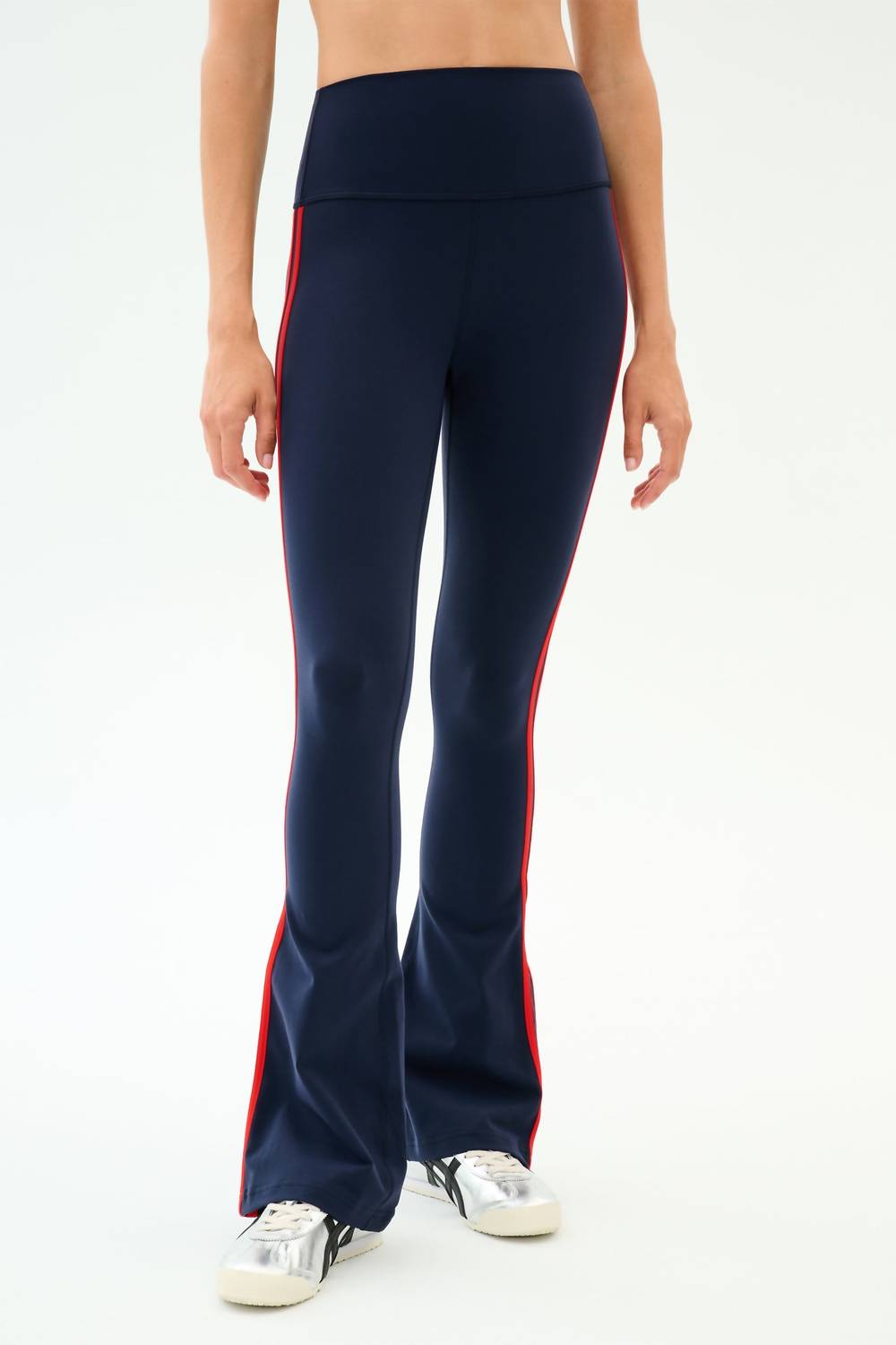 SPLITS59 Raquel High Waist Supplex Flare Pants in indigo lotus red - women's pants - alternate view