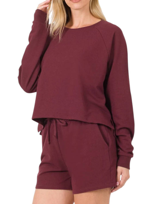Zenana - Terry Raglan Sleeve Sweater