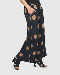ALEMBIKA Doppio Wide Leg Pants in circles - women's pants - detail view