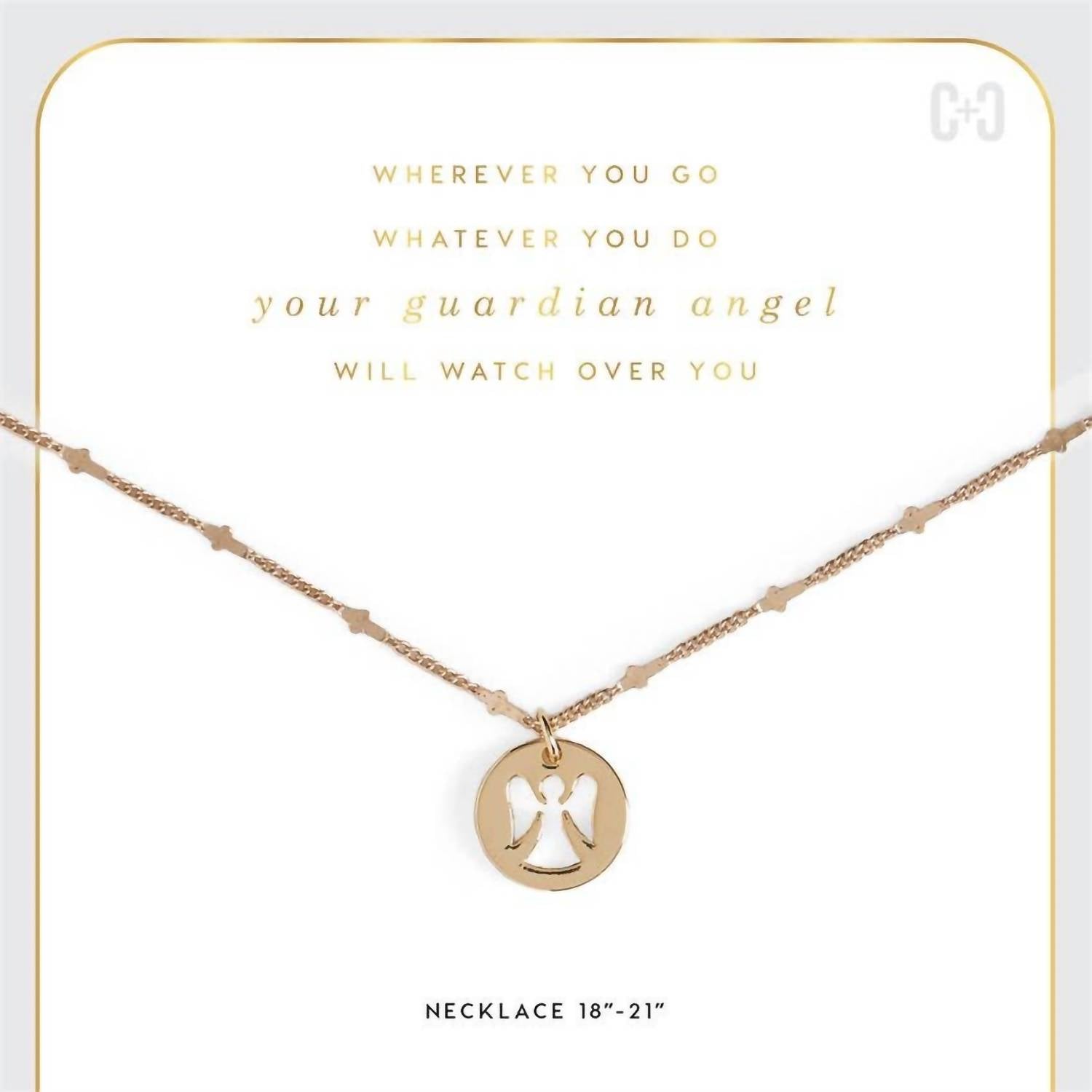 COCO + CARMEN Women's Guardian Angel Necklace in gold - women's jewelry - detail view