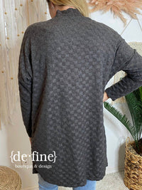 Bombom - Super Soft Check Pattern Lightweight Cardigan