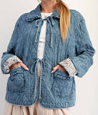 Easel - Bow Front Quilted Jacket