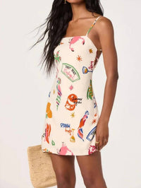 Astr - Valencia Novelty Print Open Back Mini Dress