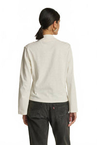 Nation LTD Neda Long Sleeve Top With Button Detail in porcelain - women's blouse - detail view