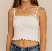 Mia - Smocked Cropped Cami Tank