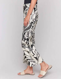 CHARLIE B Screen Printed Cropped Linen Blend Pant in botanical - women's pants - alternate view