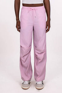 Blue Blush Drawstring Detail Wide Leg Pants in light pink - women's pants - detail view