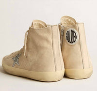 GOLDEN GOOSE Women's Francy Suede Sneakers in pearl - women's sneaker - detail view