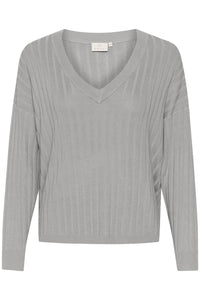 Kaffe - Kalola V-neck Striped Loose Fit Pullover