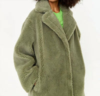 STAND STUDIO Maria Faux-fur Coat in sage green - women's jacket - view 6