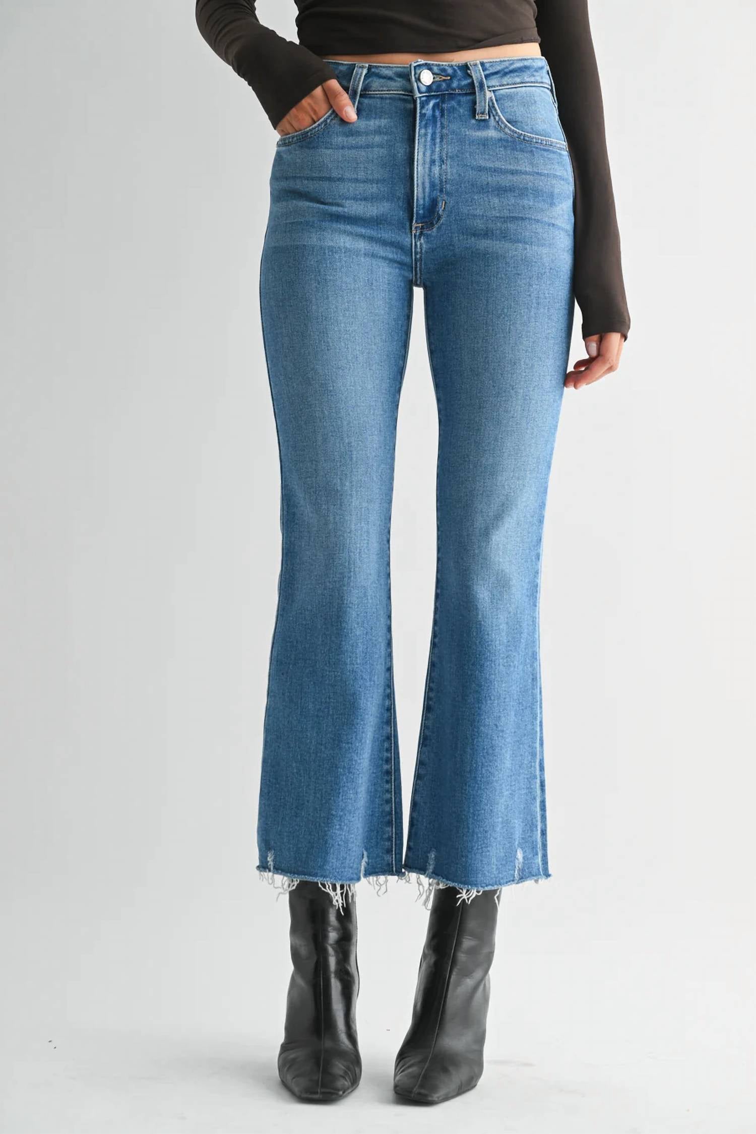 Just Black Denim - High Rise Crop Flare Jean