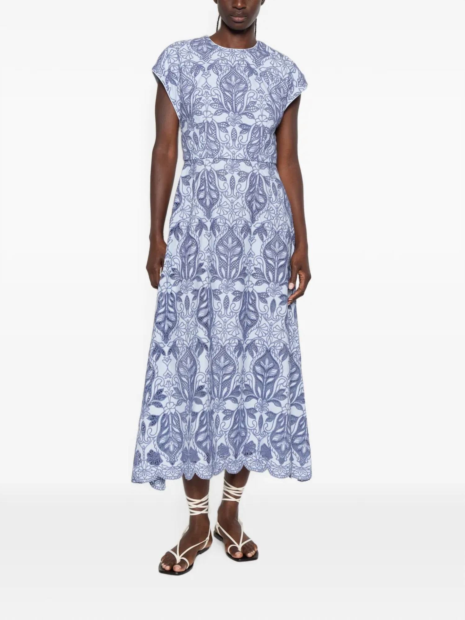 Rebecca Vallance - Blooming Lanterns Embroidered Midi Dress