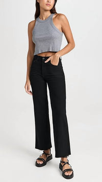 ASKK NY Slim Crop Wide Leg Pants in black resin - women's pants