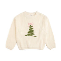 Sweet Wink - Girls Coquette Christmas Tree Knit Sweater