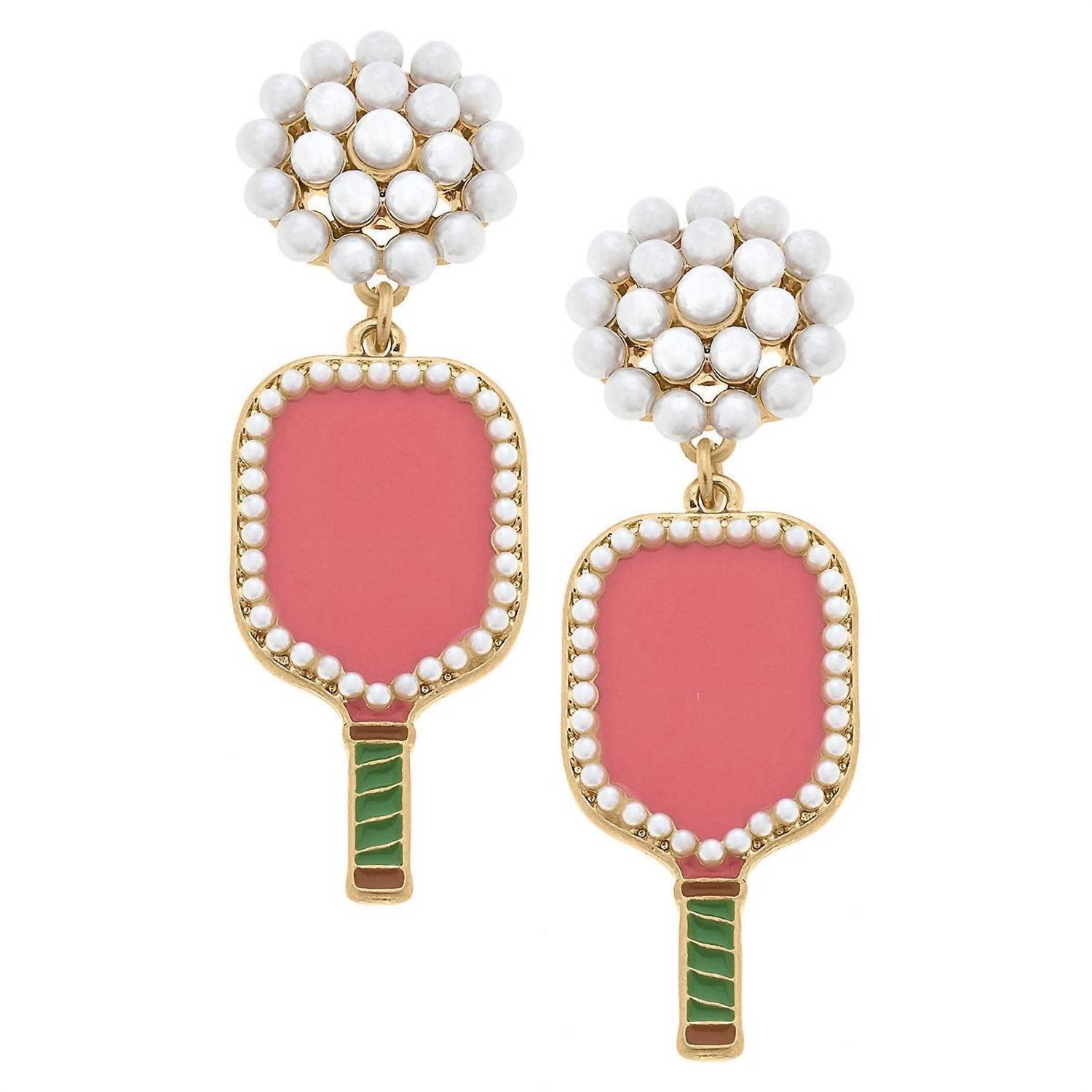 Canvas Style - Women's Ellie Pickleball Pearl Cluster Drop Earrings