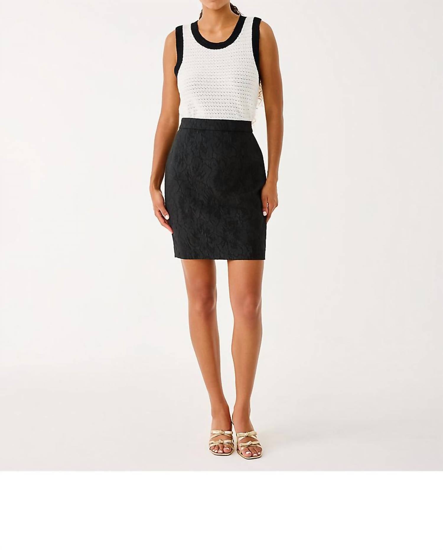 Lilly Pulitzer Candee Pencil Skirt in noir exploded flower stretch jacquard - women's skirt - view 4