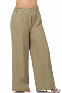 Zenana - Wide Leg Paper Bag Pants - Plus