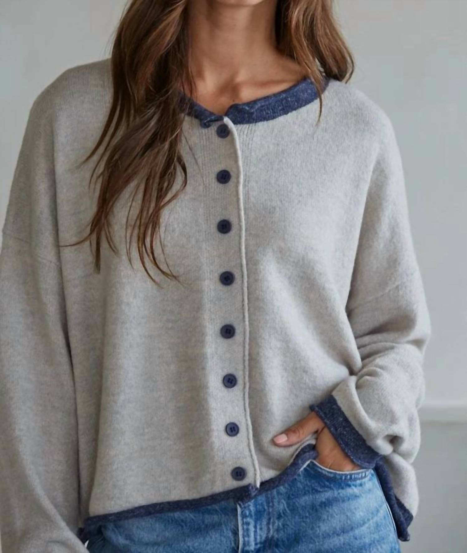 By Together - Crewneck Button Front Cardigan
