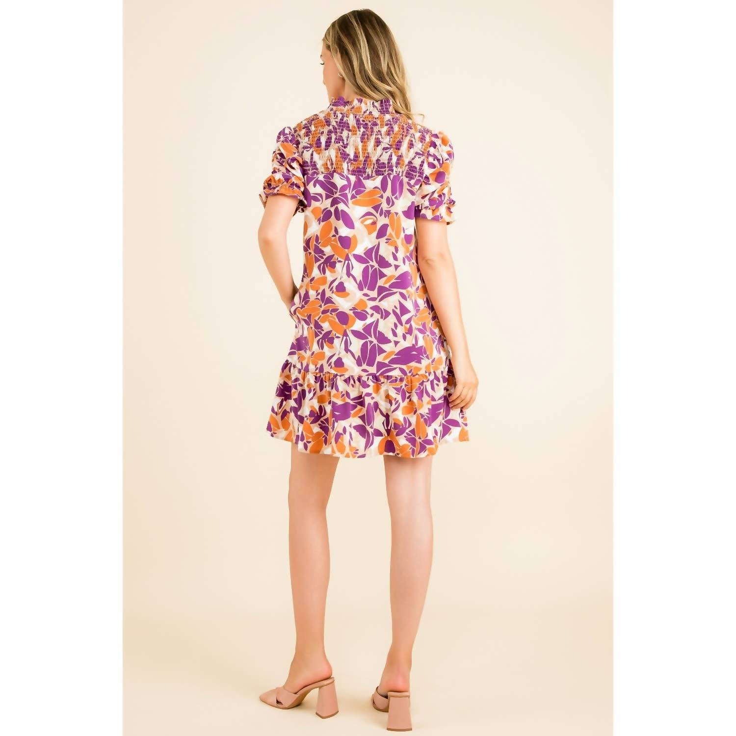 Thml - Leaf Print Short Sleeve Smock Dress