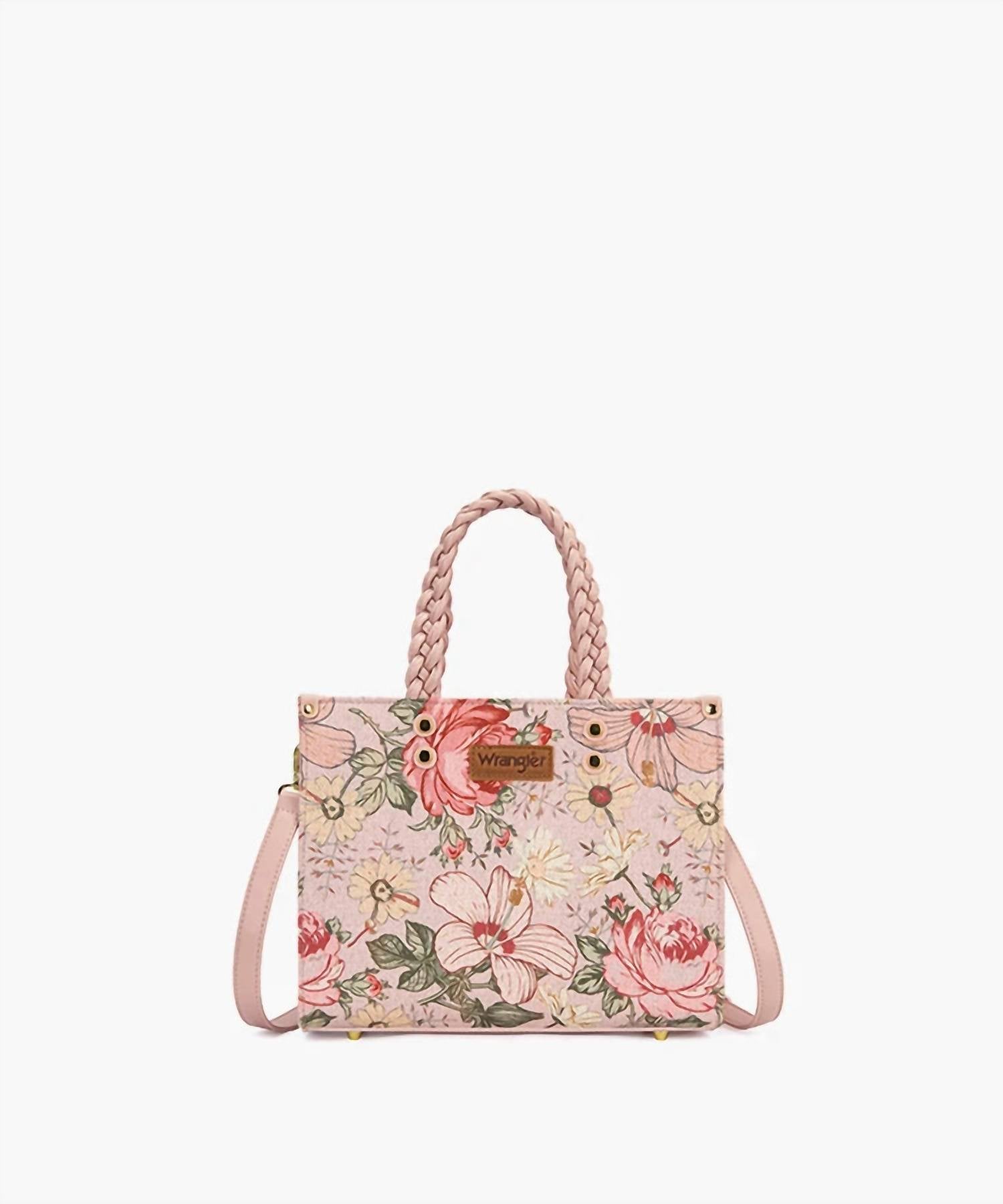 Wrangler - FLORAL PRINT BRAIDED HANDLE TOTE BAG