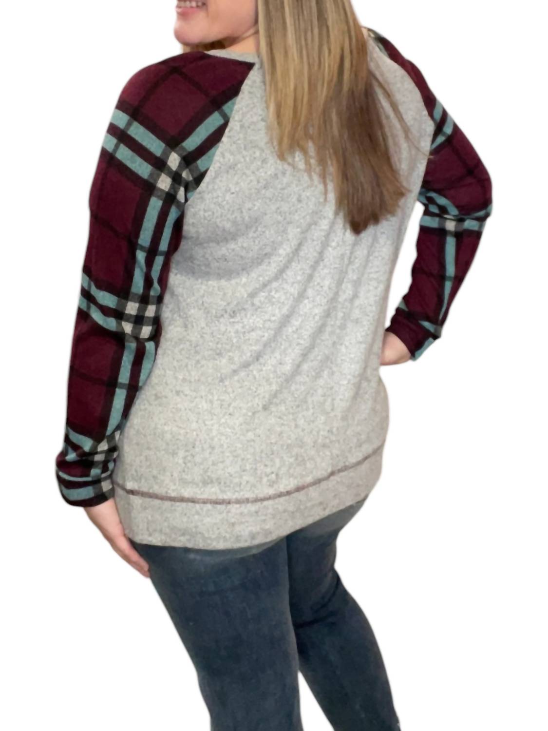 Honeyme - Plaid Long Sleeve Top