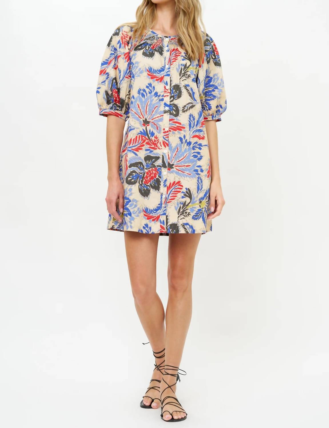 Oliphant - Embroidered Button Mini Dress