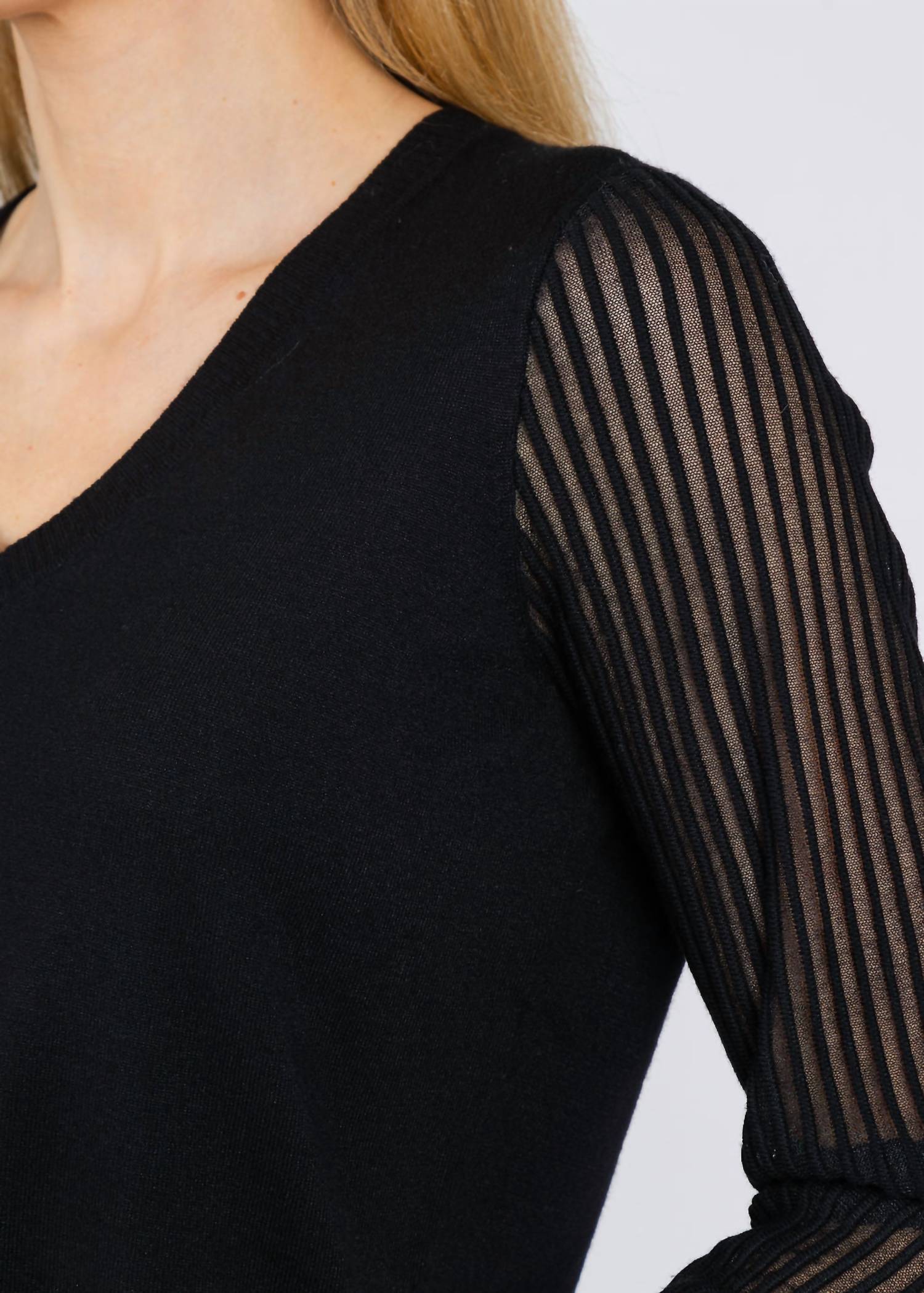 Hinson Wu Daisy 3/4 Sleeve Sweater in black - women's sweater - view 5