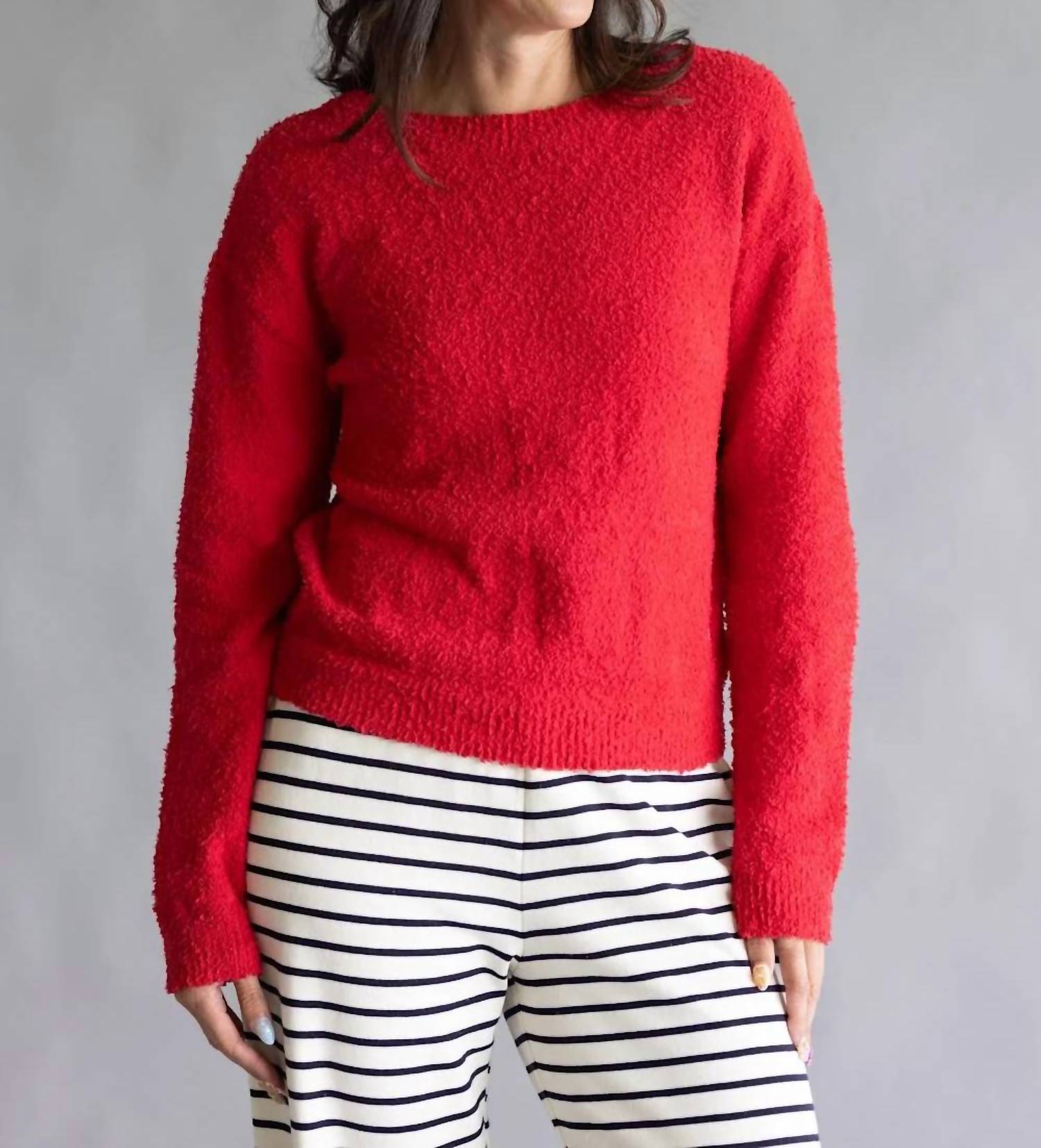 La Miel - Fuzzy Reversible V Neck Sweater