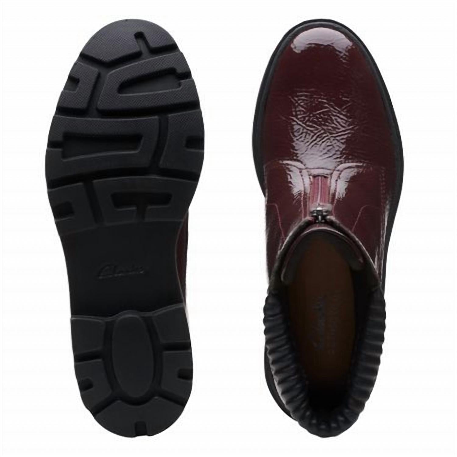 Clarks Women's Calla Zip Ankle Boots in burgundy - women's shoe - view 8