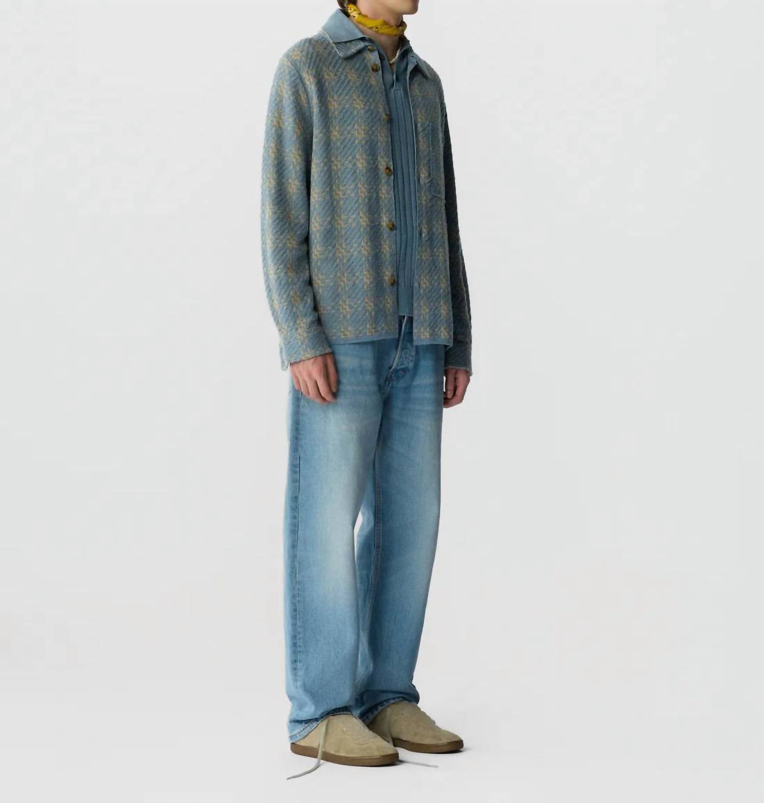 Guest In Residence Plaid Work Shirt in residence plaid work shirt in sail combo - men's shirt - alternate view