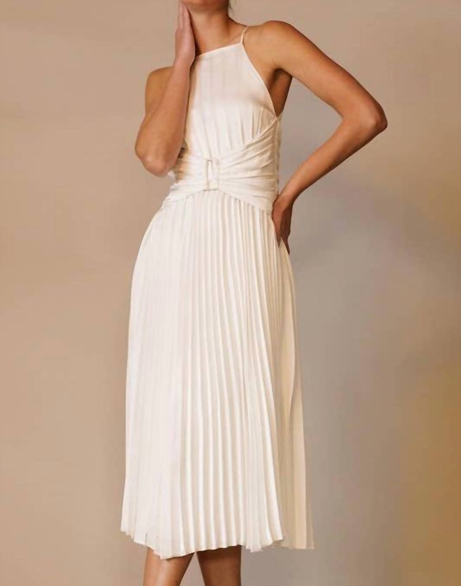 Eb Luxe - Apron Neck Midi Dress With Corset Waist