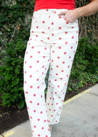 Sunday Edition - High Rise Polka Dot Barrel Cut Jean