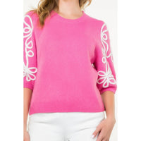 Thml - Short Sleeve Embroidered Detail Top