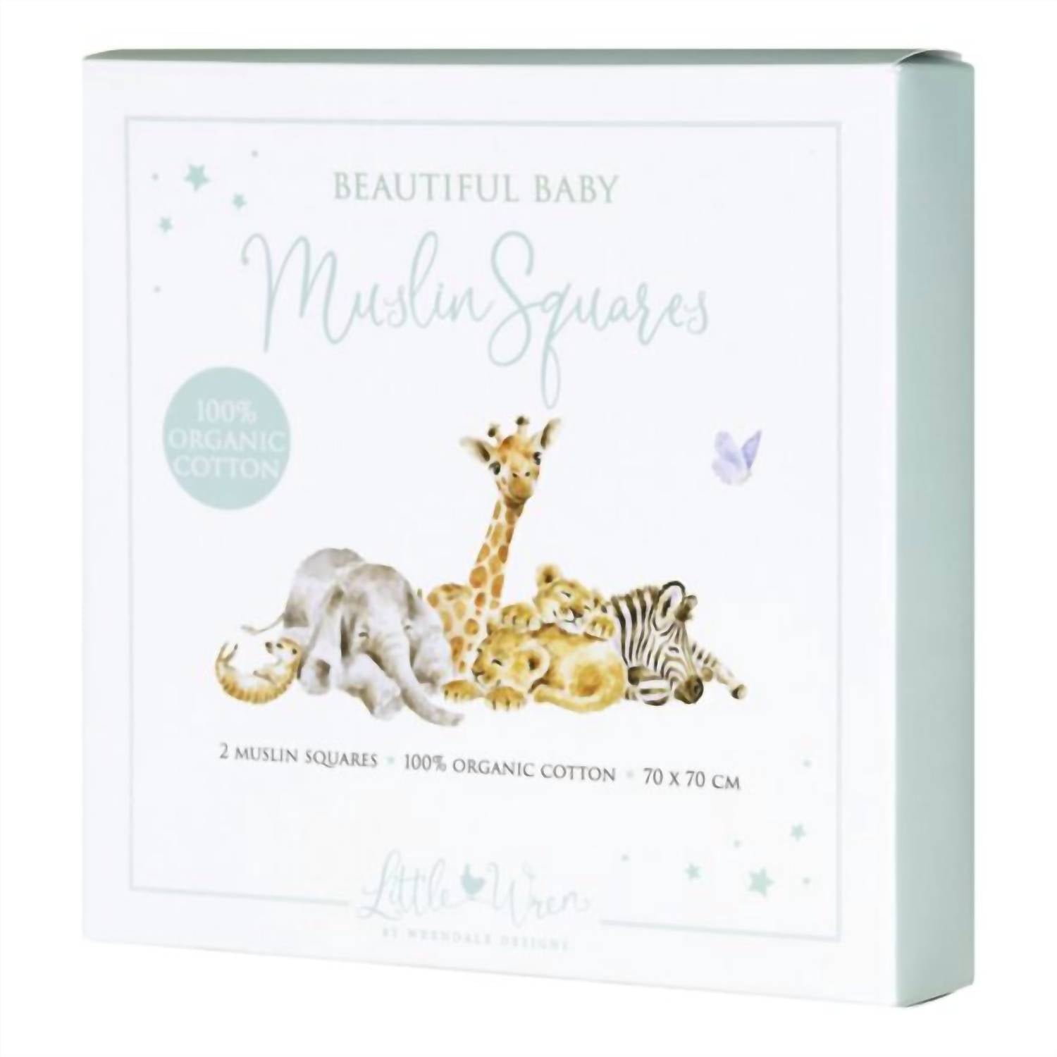 Wrendale Designs Inc. Little Savannah African Animal Muslin Gift Set in white mint - item - alternate view
