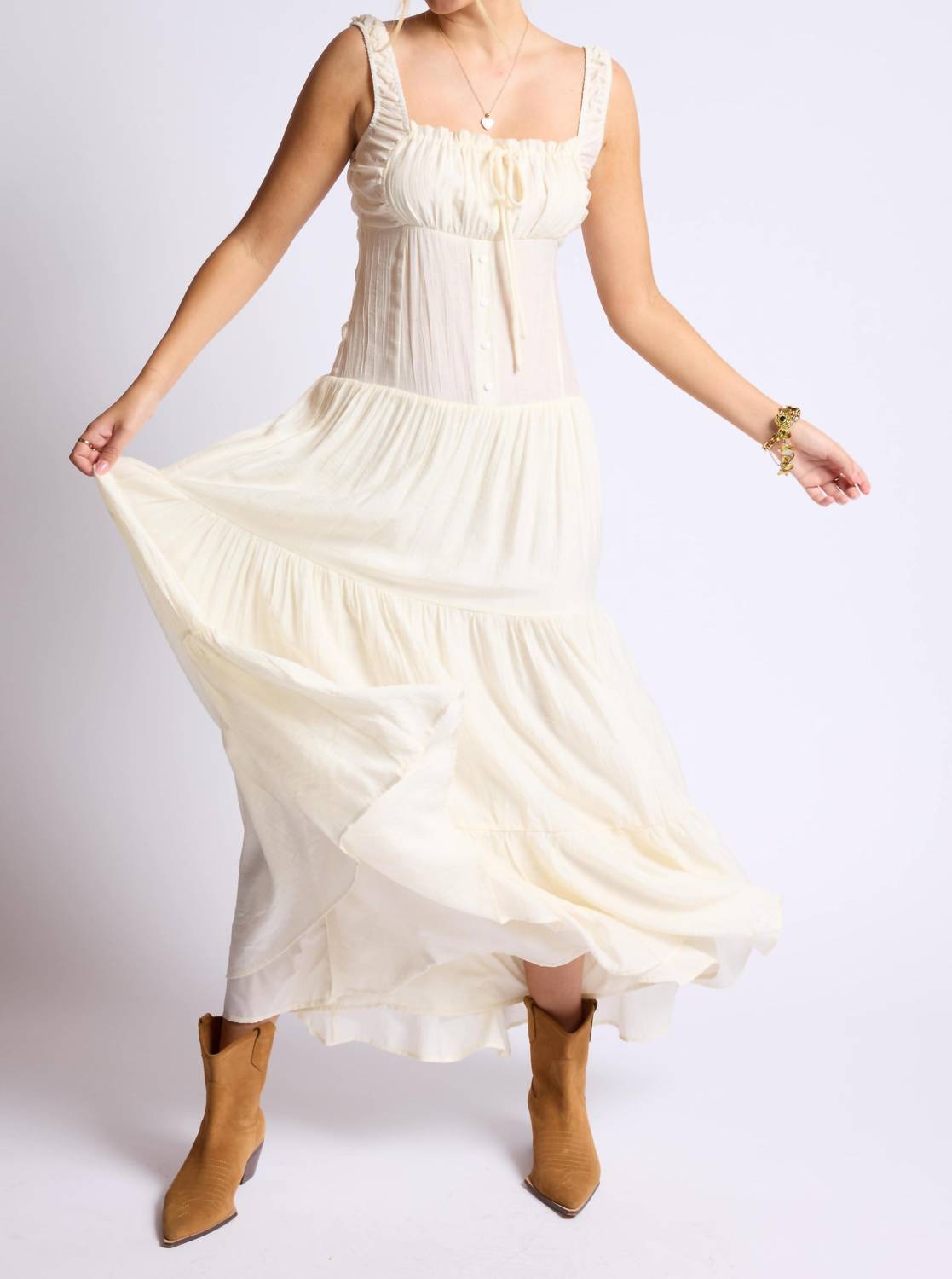 Sage The Label - Light A Fire Crinkled Maxi Dress
