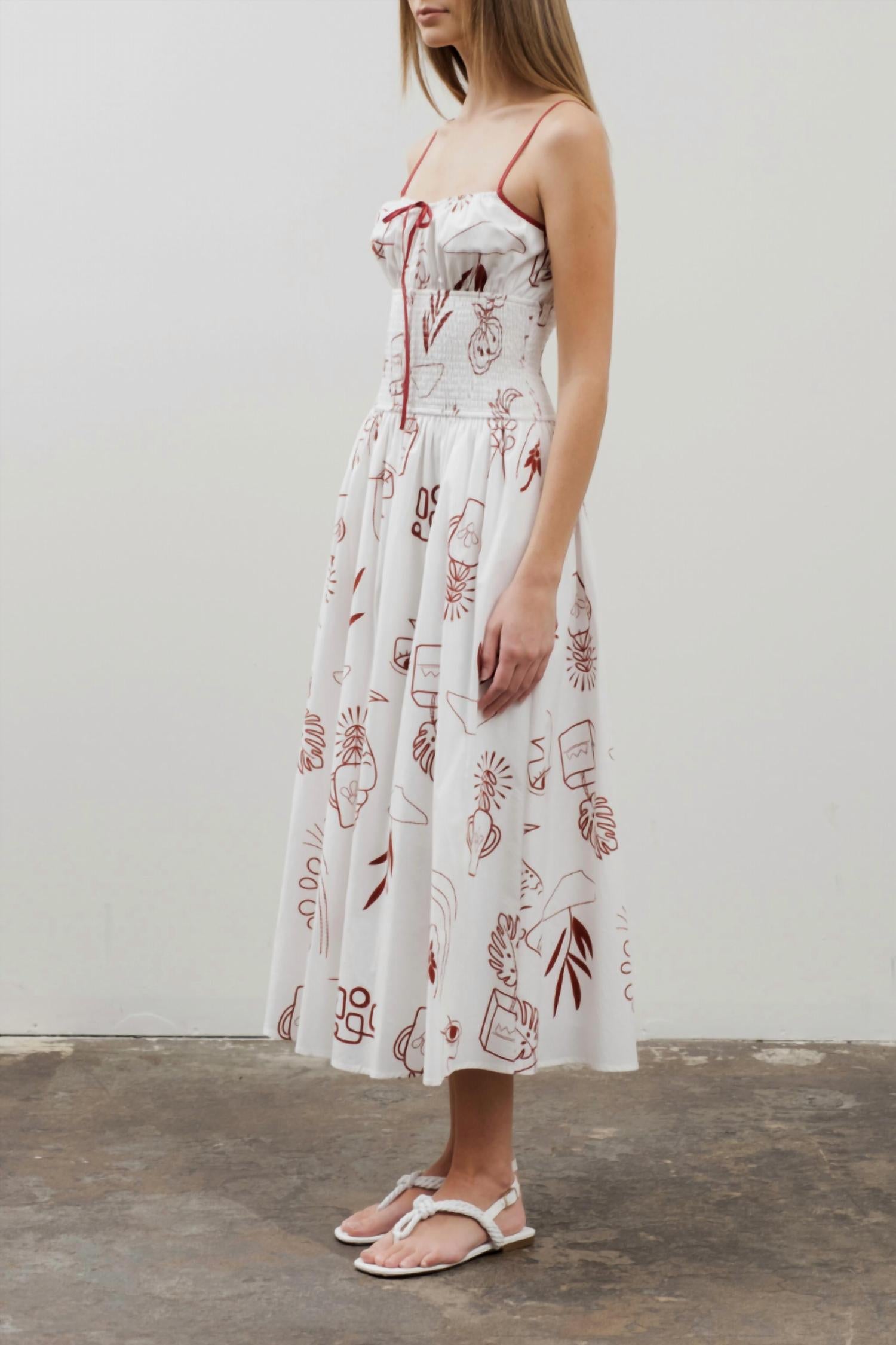 Moon River - Tropical Smocked Midi Dress