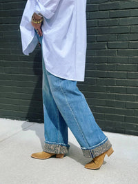 Hidden - Fearless Cheetah Cuff Straight Jeans