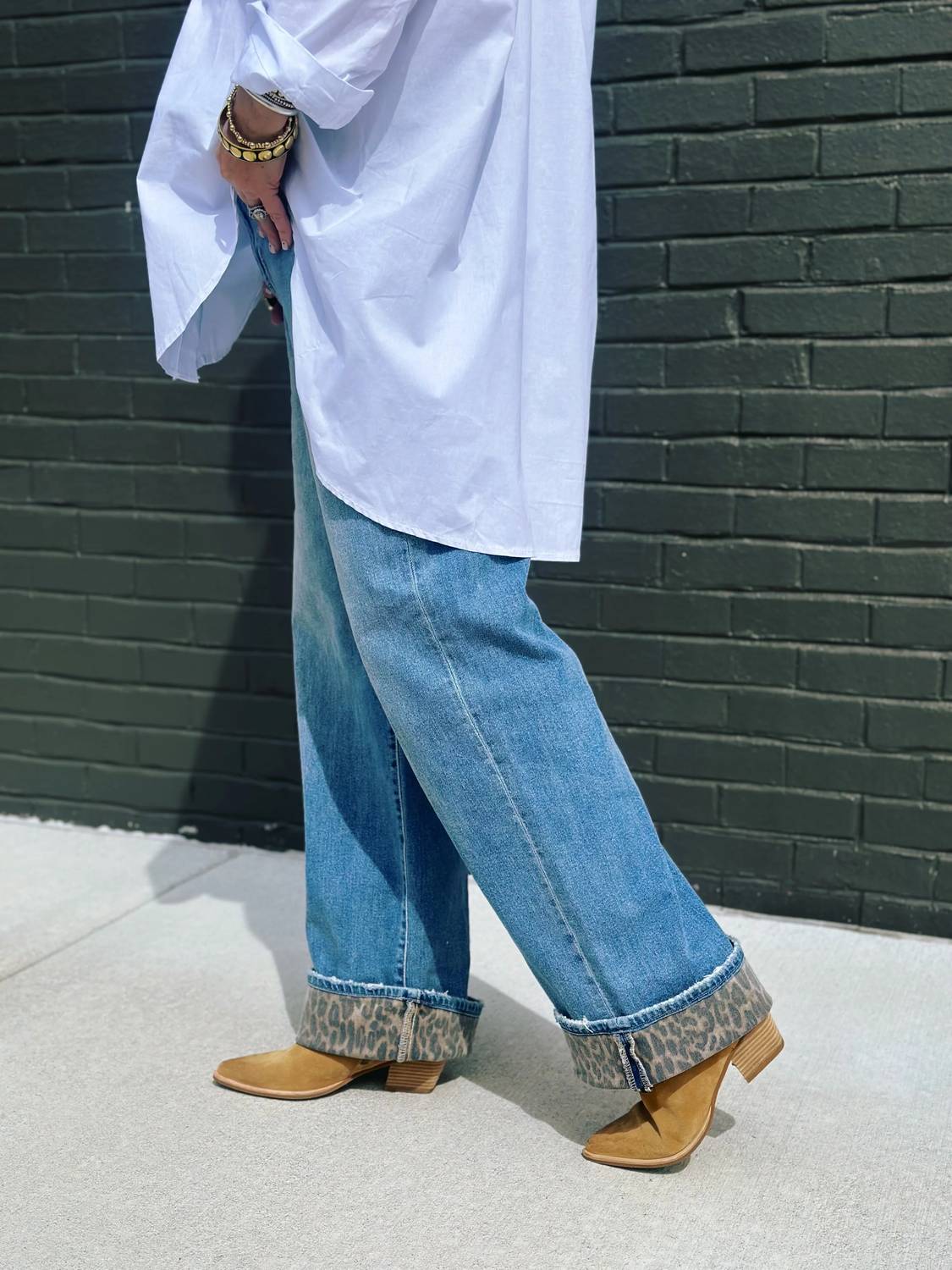 Hidden - Fearless Cheetah Cuff Straight Jeans