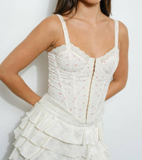 Pretty Garbage Eyelet Corset Top in floral - women's shirt